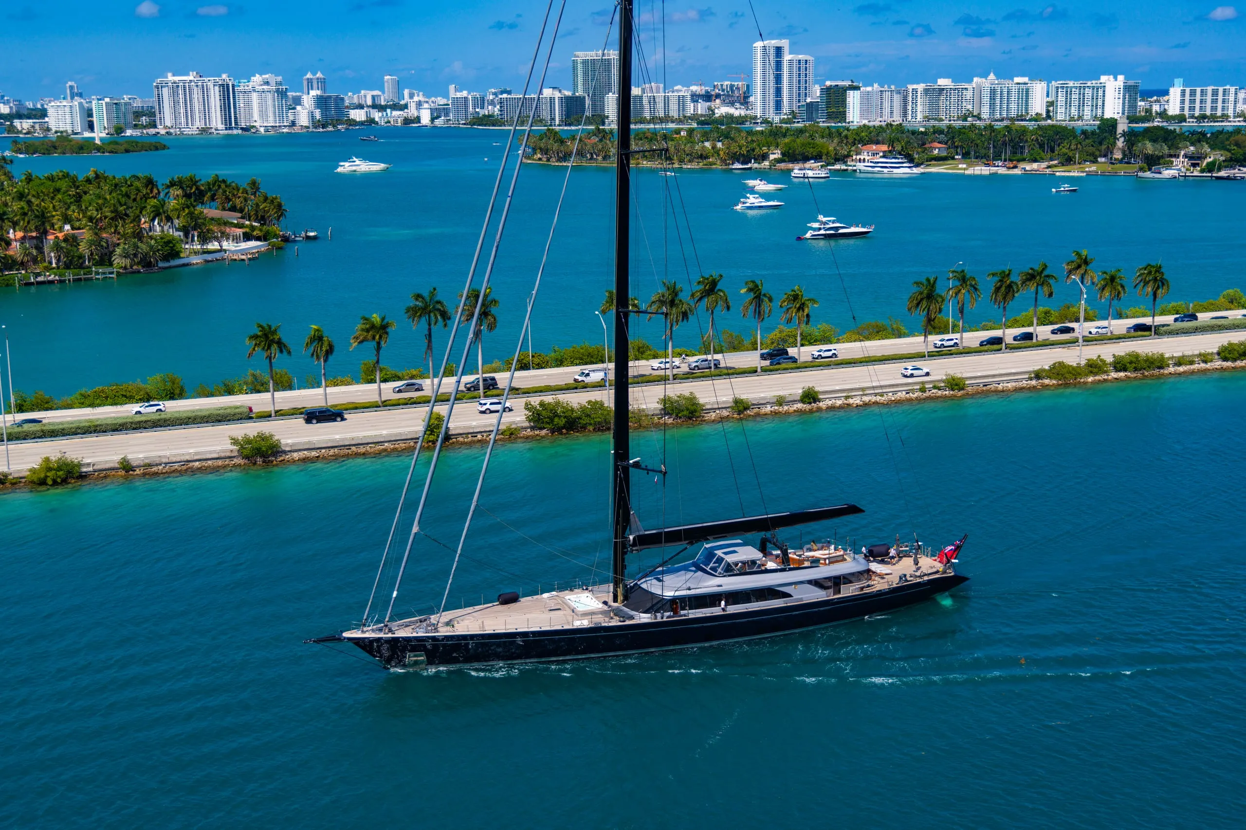 Yacht detail on the water in Jupiter, Florida