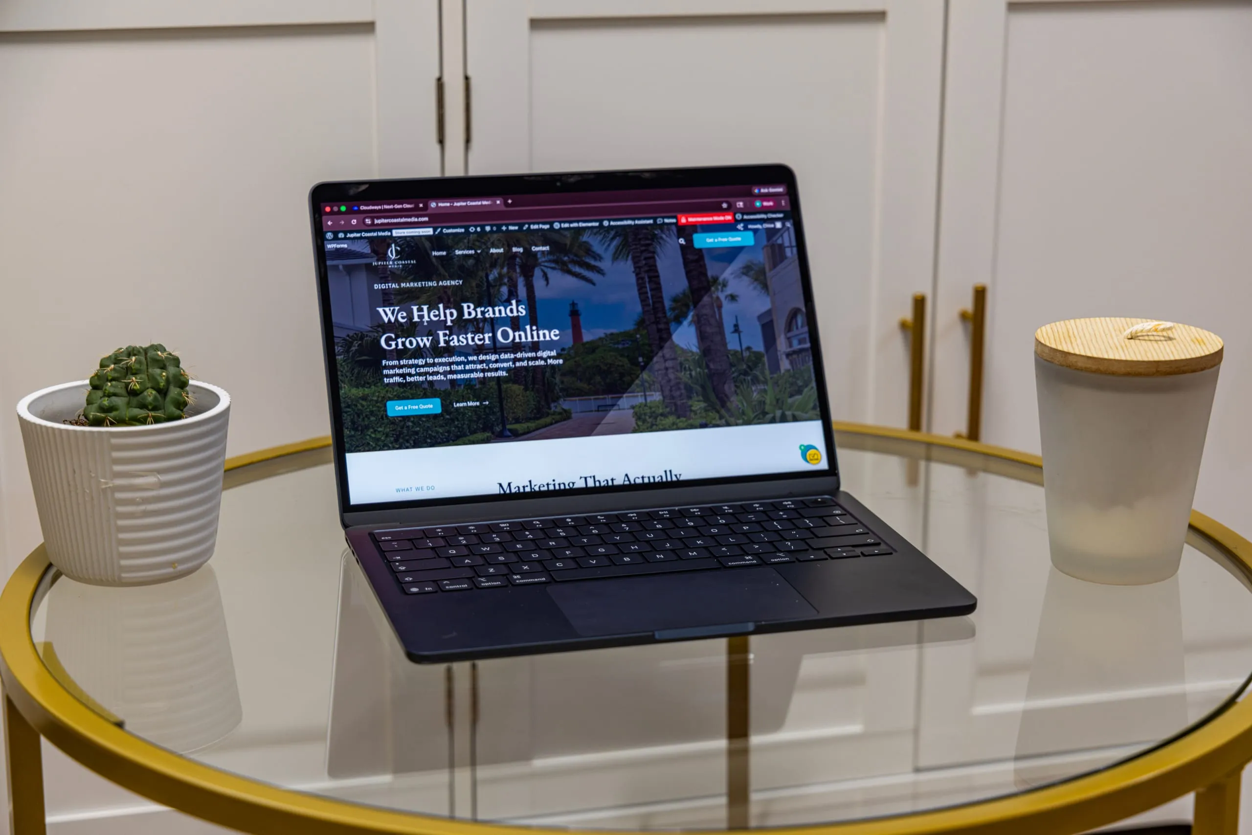 Custom business website shown on a laptop